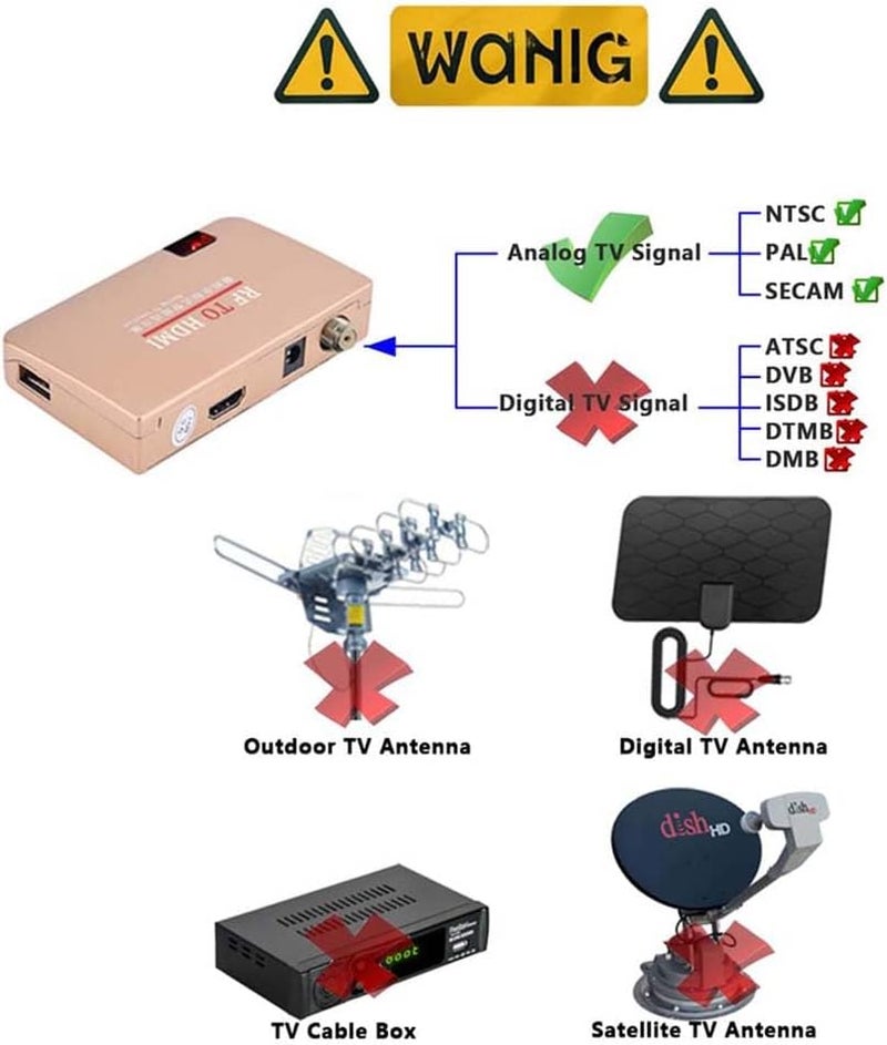 AoeSpy RF Demodulator Coax to HDMI UHF Modulator VHF Adapter Coaxial Converter for JVC Videodisc Betamax VCRs VHS Camcorder Video CD Player Magnavox Odyssey Atari 2600 to HDTV HD Digital Projector Monitor TV - Image 3